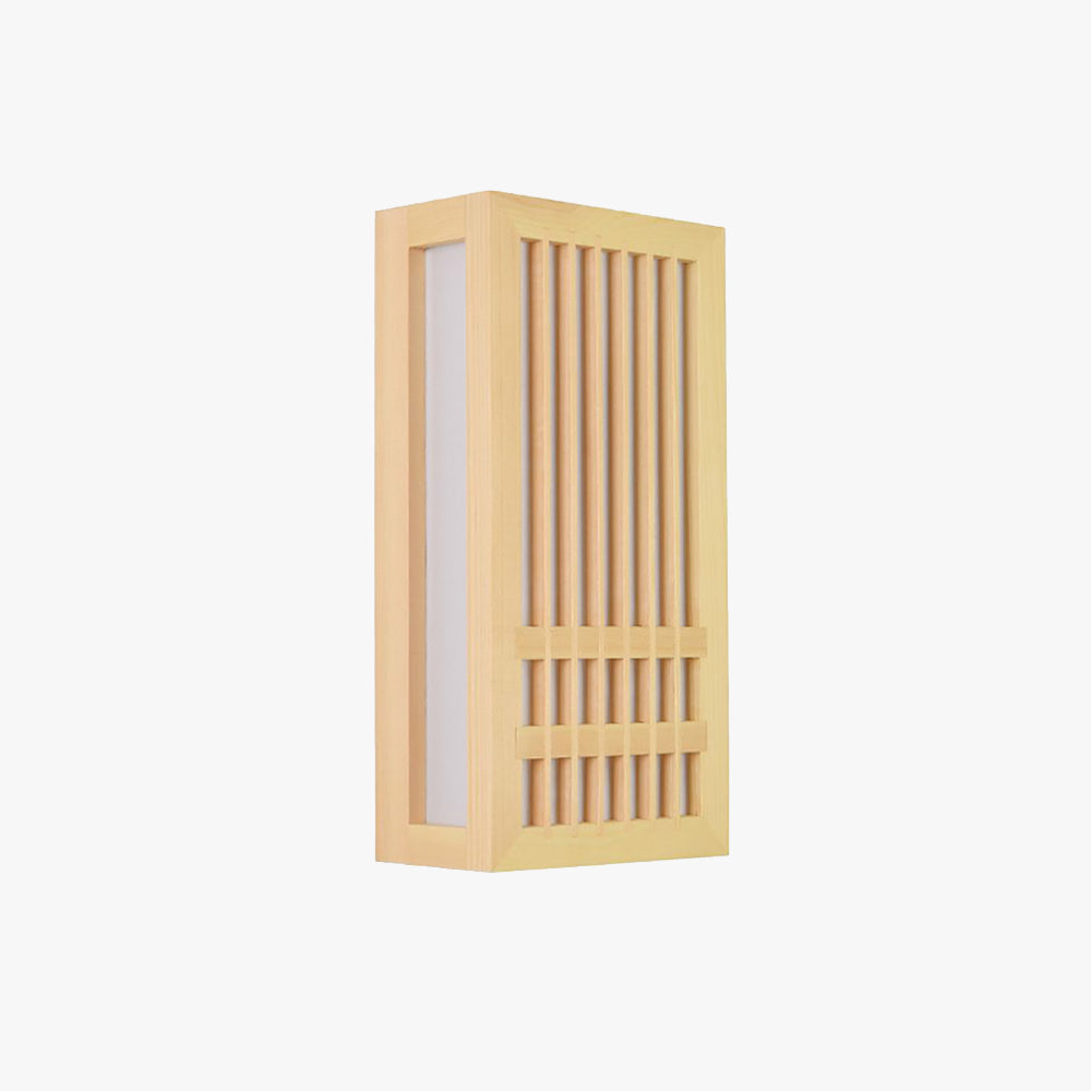 Muto Wall Lamp Rectangular Rustic, Wood/Acrylic, Log Color, Bedroom - Neutralighting