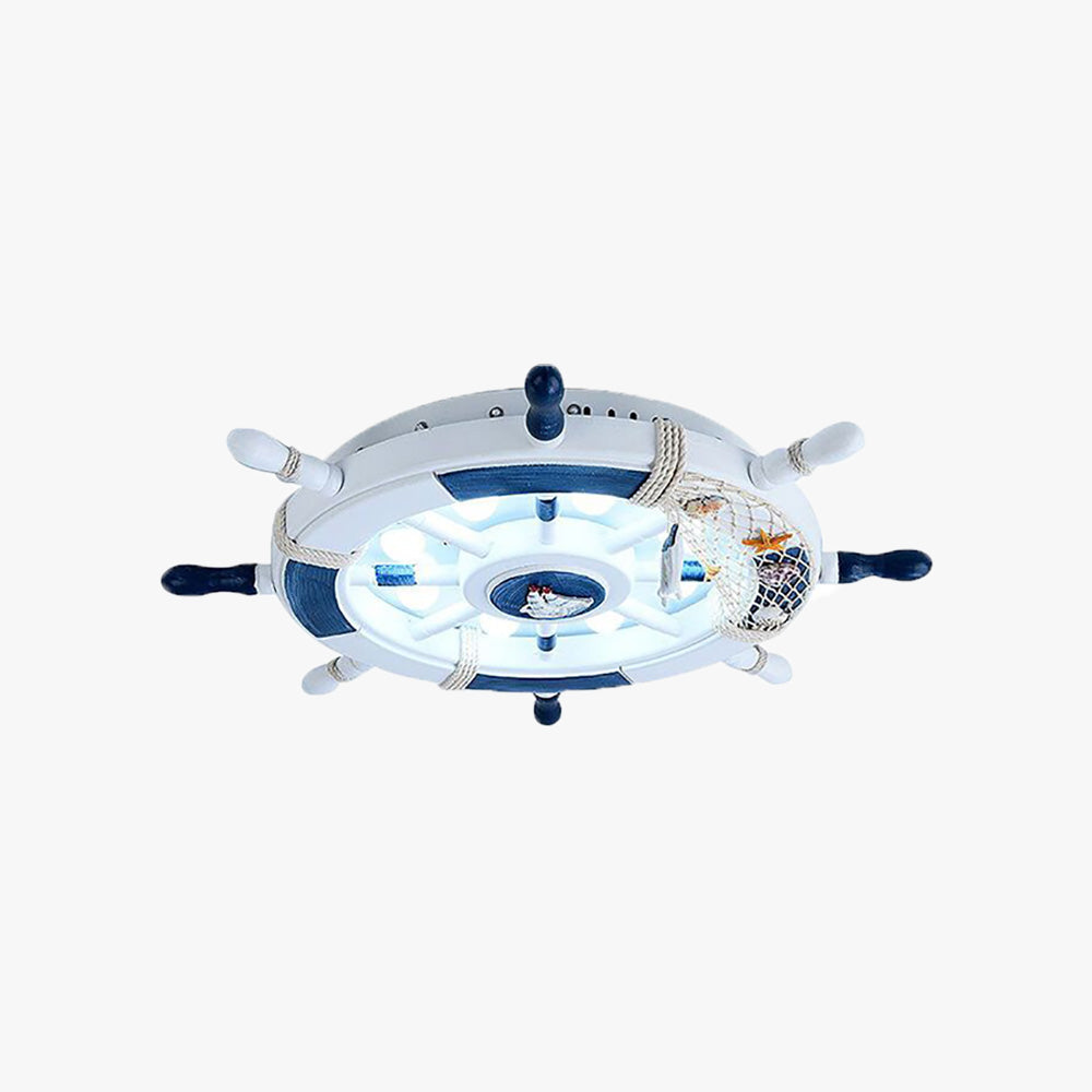 Aria Modern Rudder Metal Flush Mount Ceiling Light, White/Blue For Kids - Neutralighting