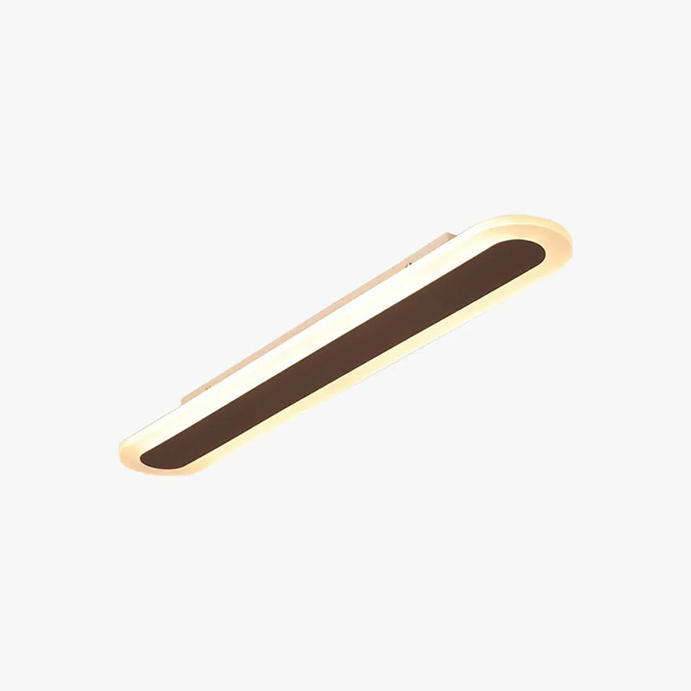 Arisha Minimalist Oval Linear Flush Mount Ceiling Light, White/Coffee
