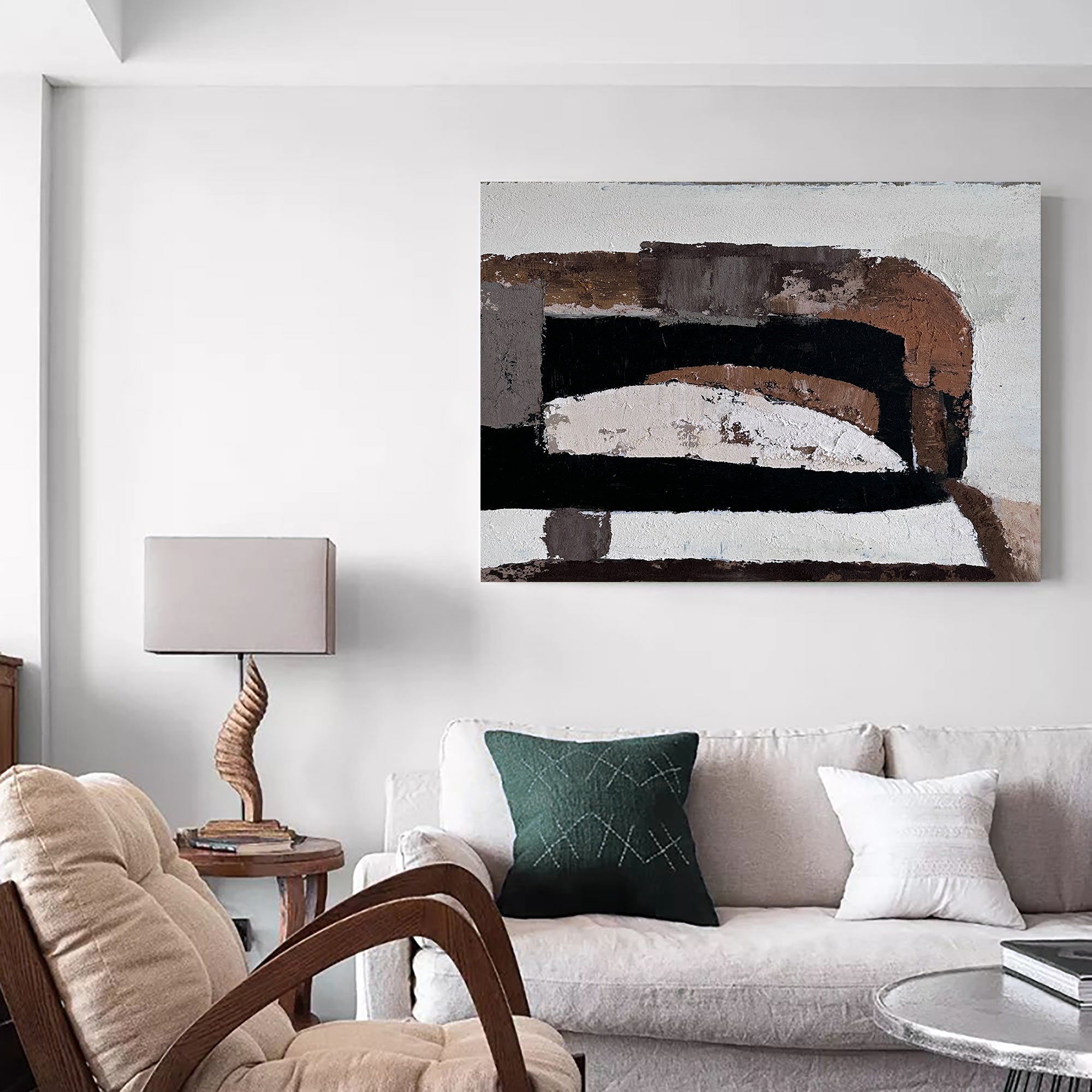 Modern Black and Brown Abstract Canvas Wall Art