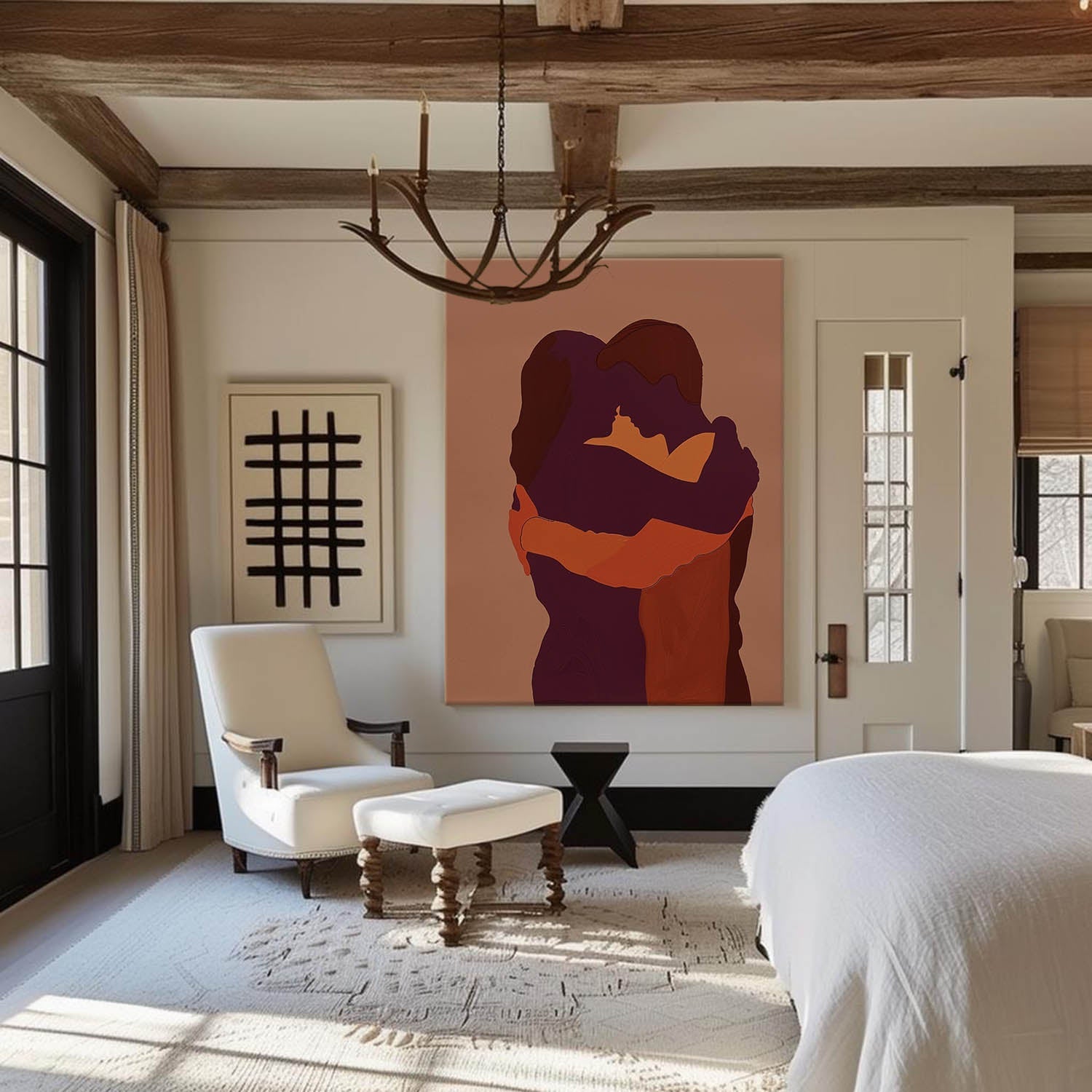 Terracotta Embrace Couple Painting