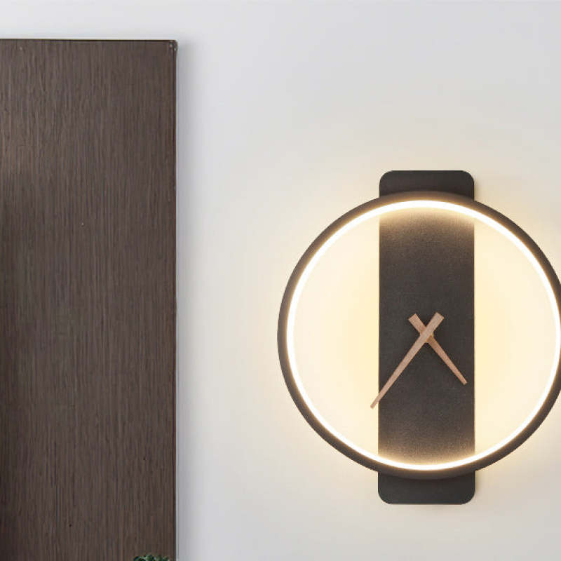 Valentina Arisha Square Clock Metal & Acrylic Wall Lamp, Gold - Neutralighting