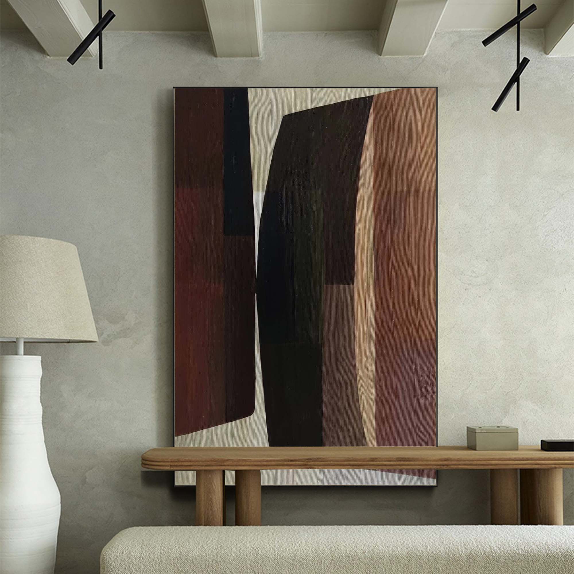 Brown Black Geometric Abstract Painting