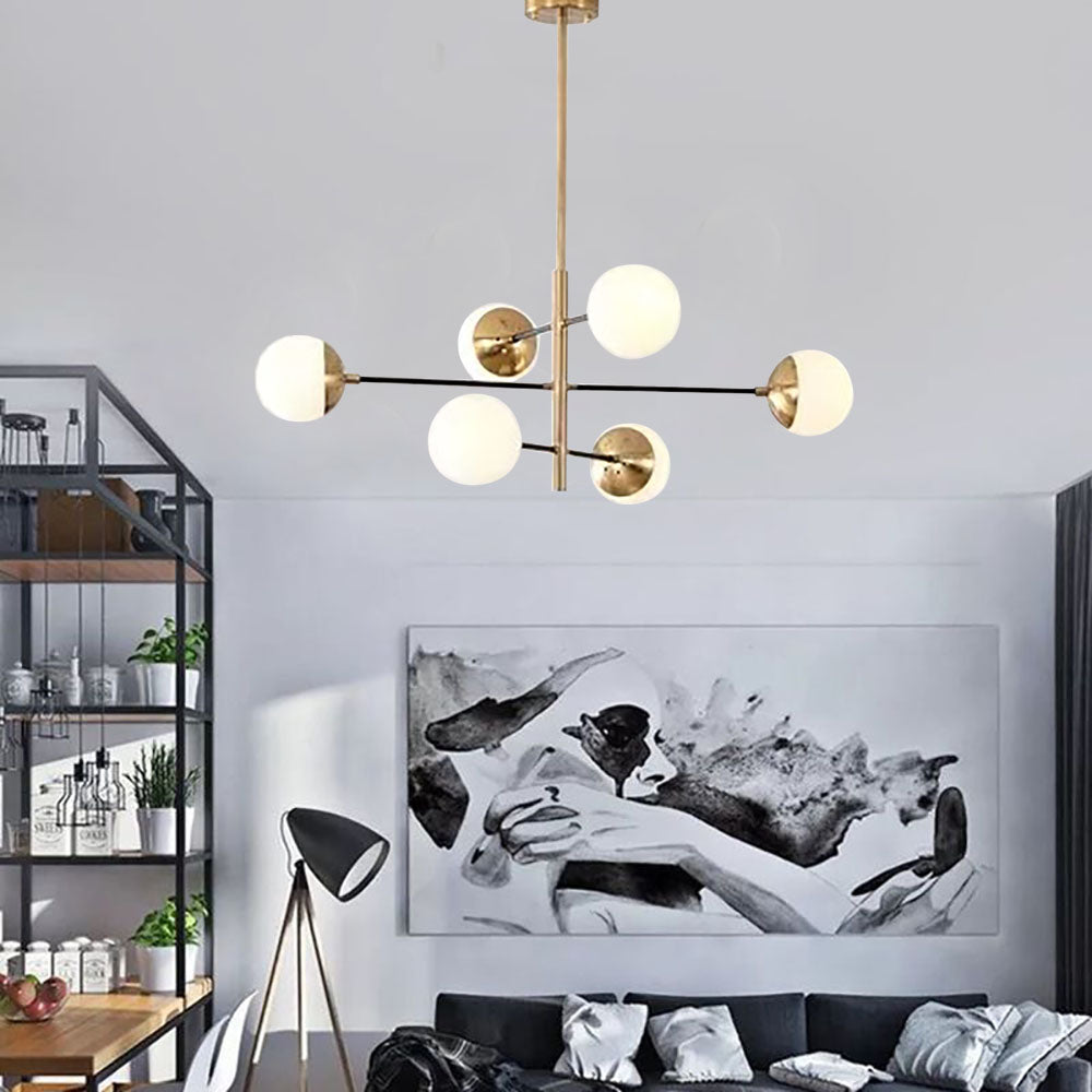 Valentina Nordic Multi Globe Metal/Glass Pendant Light, Gold - Neutralighting