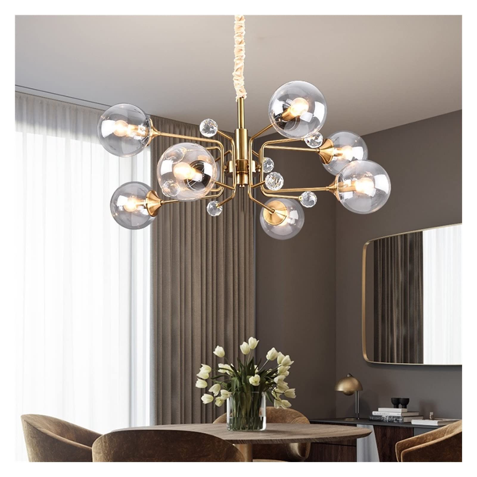 Valentina Nordic Modern Chandelier Clear/Grey Metal Living Room - Neutralighting
