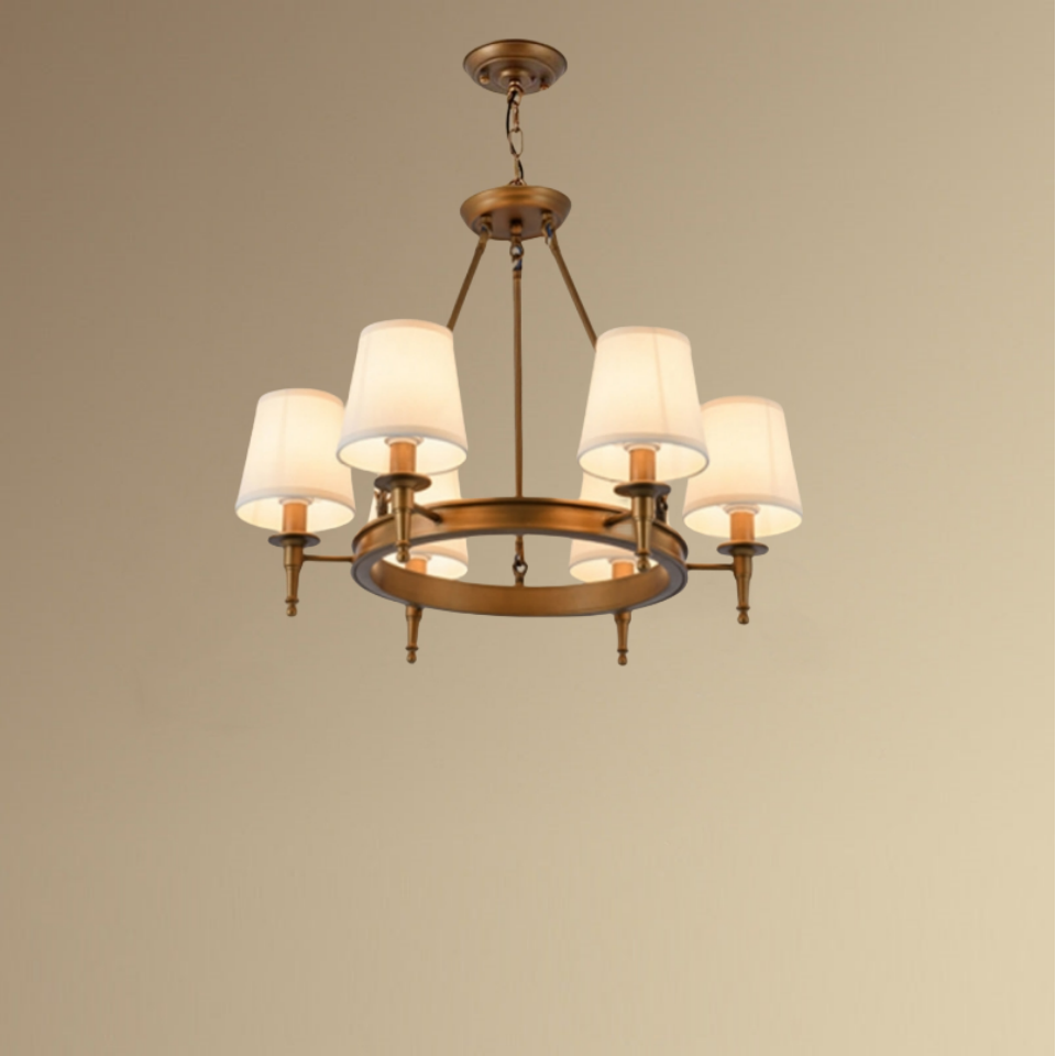 Silva vintage Ring Metal/Fabric Chandelier, Black/Copper - Neutralighting