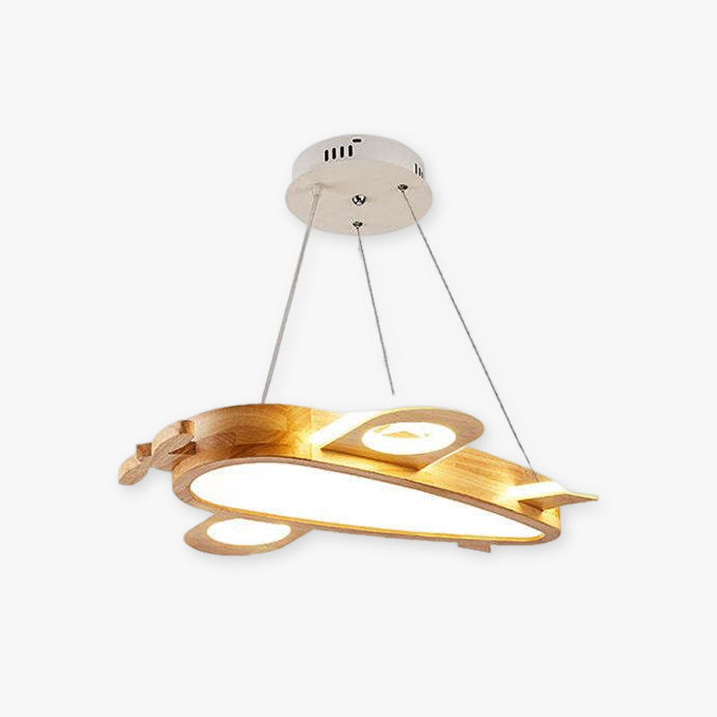 Arisha Modern Natural Creative DIY Children Airplane Shape Acrylic Pendant Light ,Wood - Neutralighting