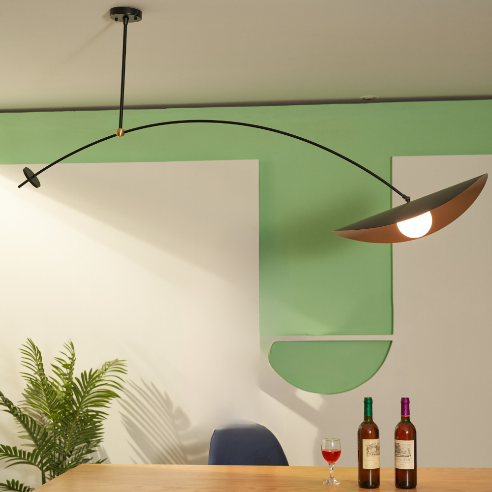 Arisha Minimalist Lotus Leaf Shaped Metal Pendant Light, Black/Gold - Neutralighting