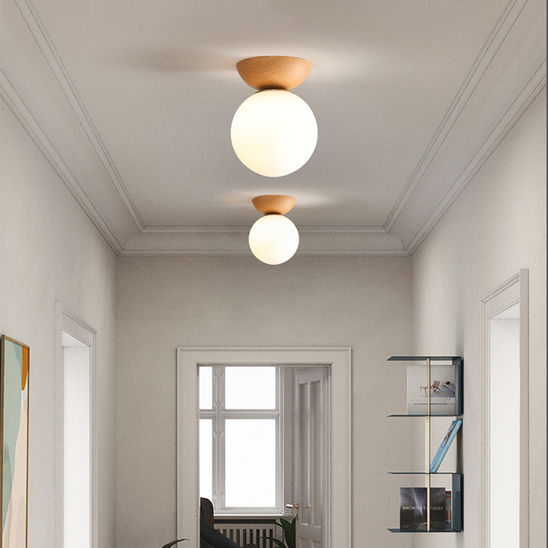 Valentina Nordic Japanese Glob LED Ceiling/Pendant Light Metal Glass Bedroom, Burlywood - Neutralighting