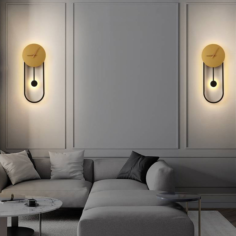 Arisha Nordic Clock Wall Lamp, Gold & Black - Neutralighting