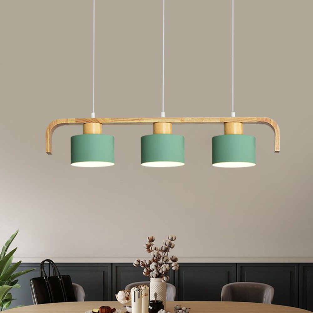 Valentina Pendant Light Cylinder Nordic, Bamboo, White/Green/Gray, Bedroom - Neutralighting