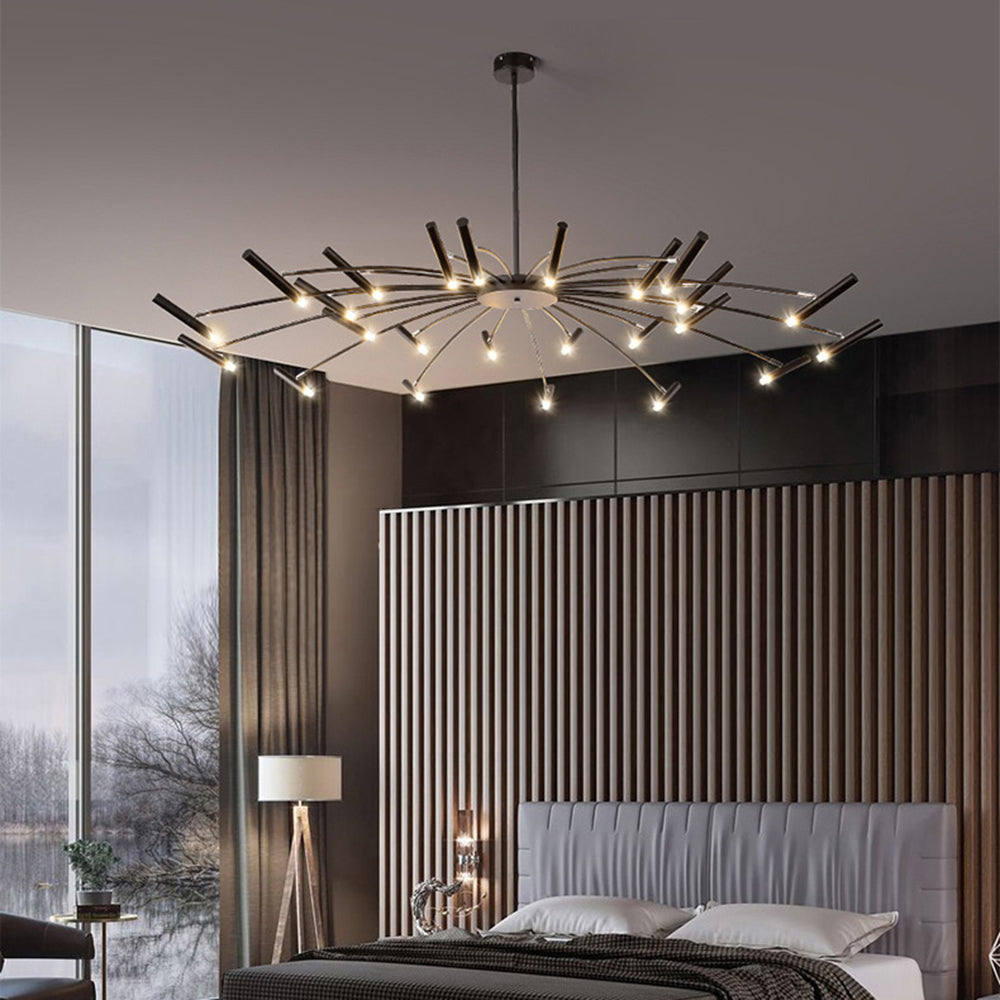 Arisha Modern Blown Linear Metal Multi-heads Chandelier - Neutralighting
