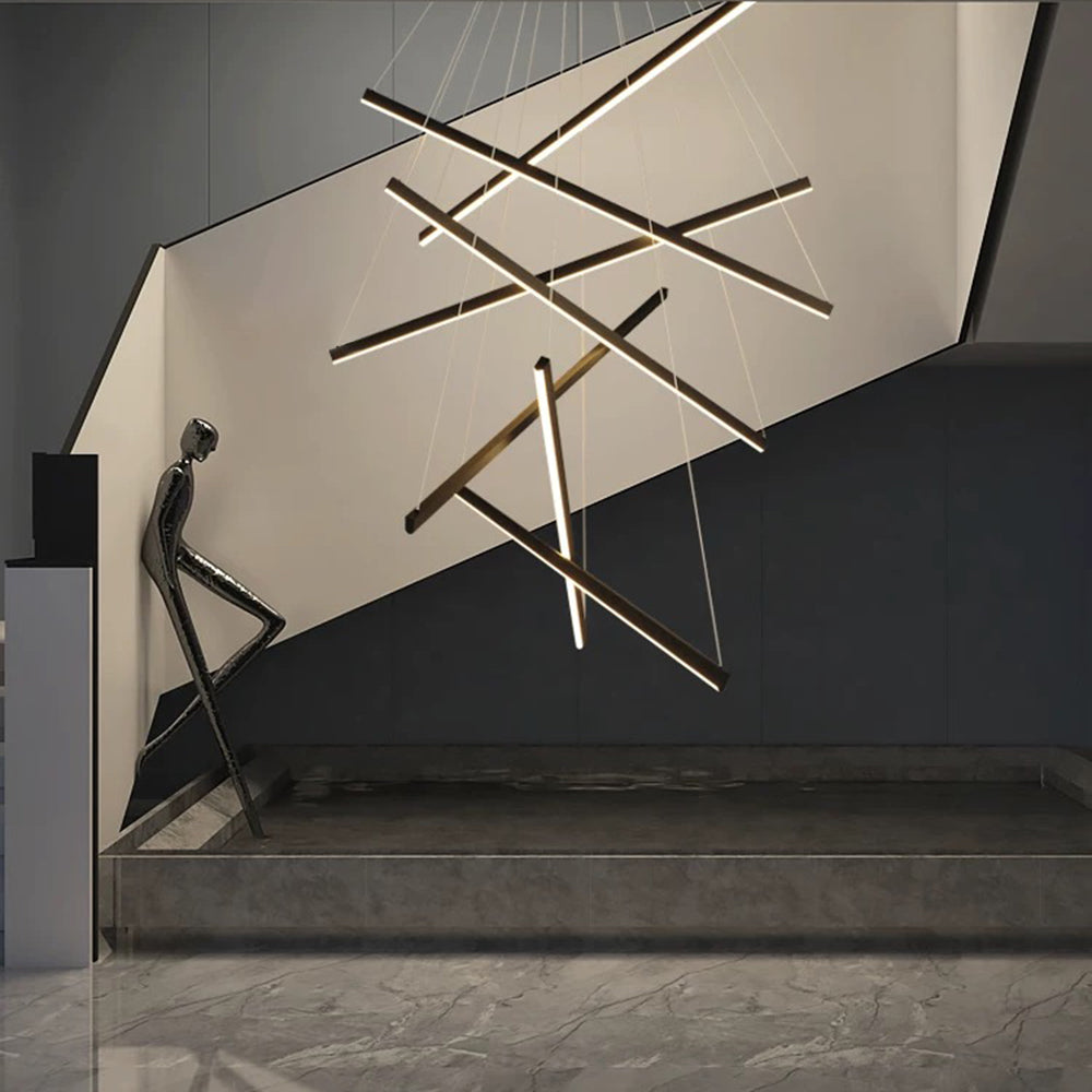 Arisha Minimalist Linear Metal Pendant Light, Living Room, Black - Neutralighting