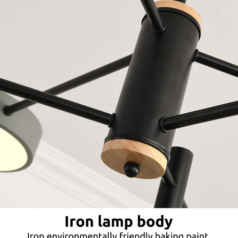 Arisha Pendant Light LED, Metal & Wood, Grey/White/Gold - Neutralighting