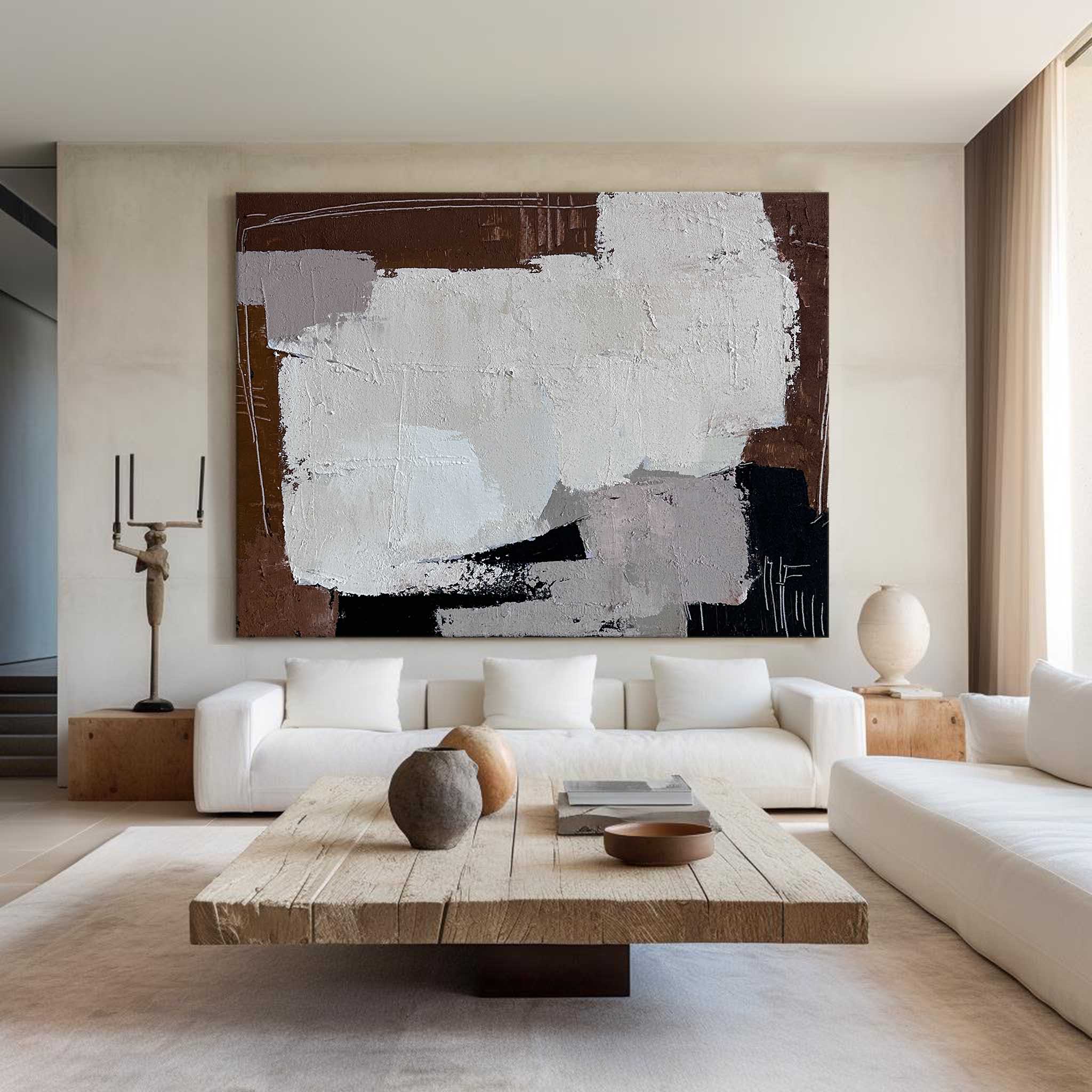 Thick Texture Earth‑Tone Abstract Art Warm Contemporary Living Room Wall Piece