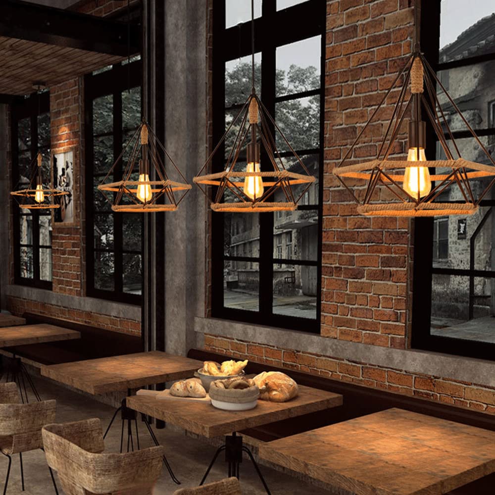 Epoch Countryside Diamond Pendant Light Black Metal Kitchen/Cafe - Neutralighting