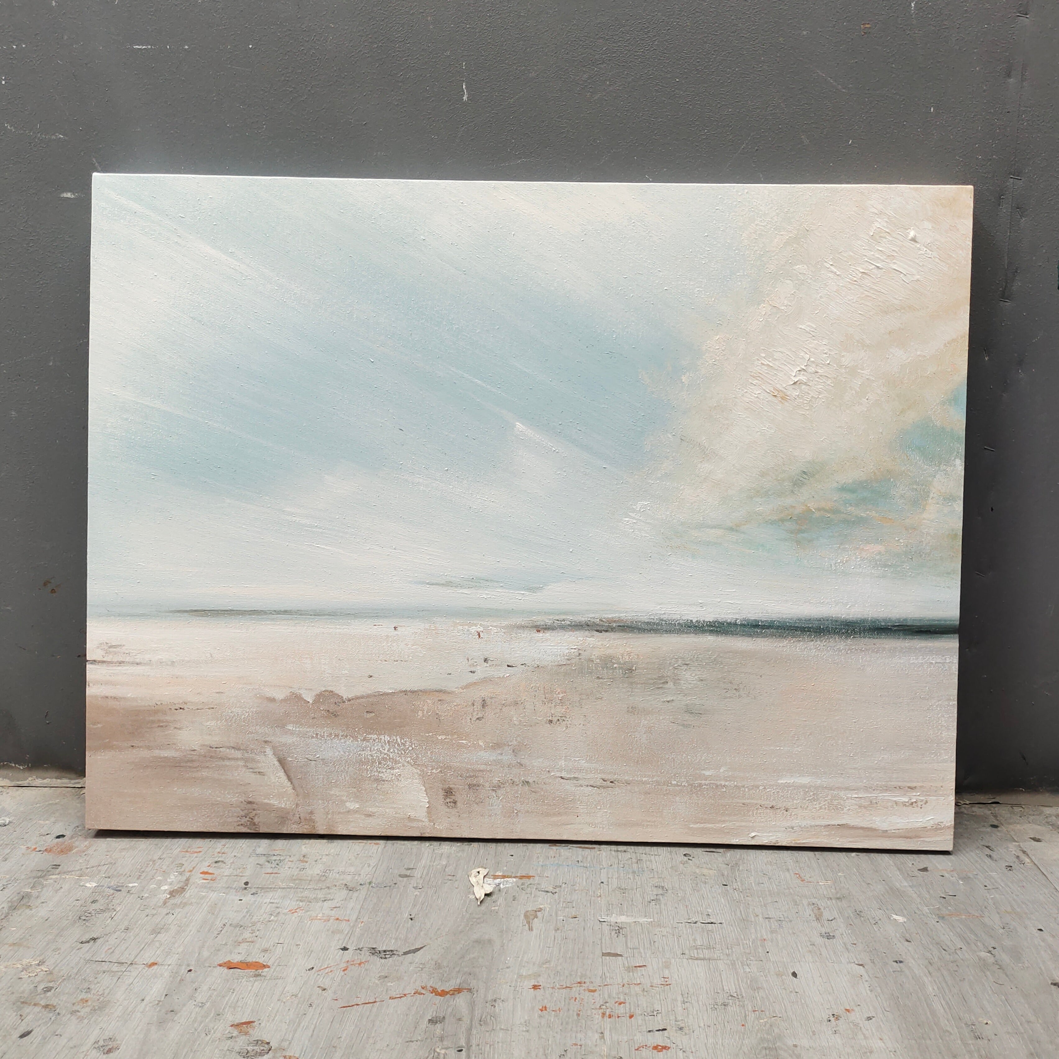 Soft Coastal Blue Beige Seascape Textured Wall Art