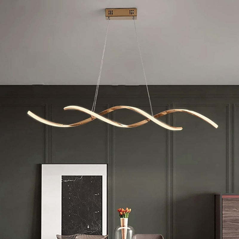 Arisha Modern Wavy Metal/Acrylic Pendant Light, Chrome/Gold - Neutralighting
