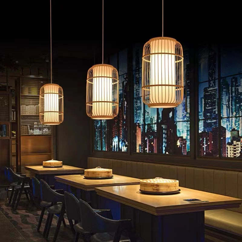 Kuro Hand-Woven Knitted Rattan Bamboo Vintage Pendant Light