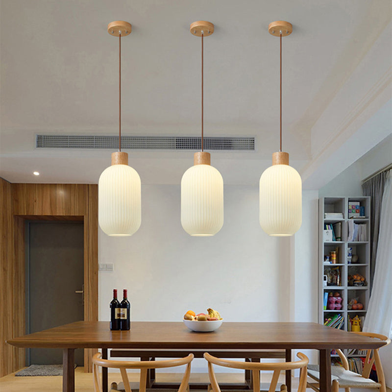 Muto Modern Wood/Glass Pendant Light, White - Neutralighting