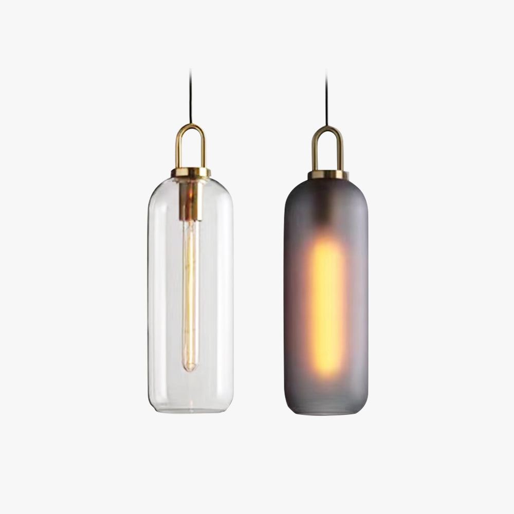 Valentina Clear& Glass Cylinder Pendant Light, 2 Color - Neutralighting