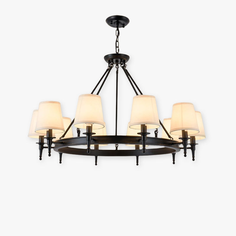 Silva vintage Ring Metal/Fabric Chandelier, Black/Copper - Neutralighting