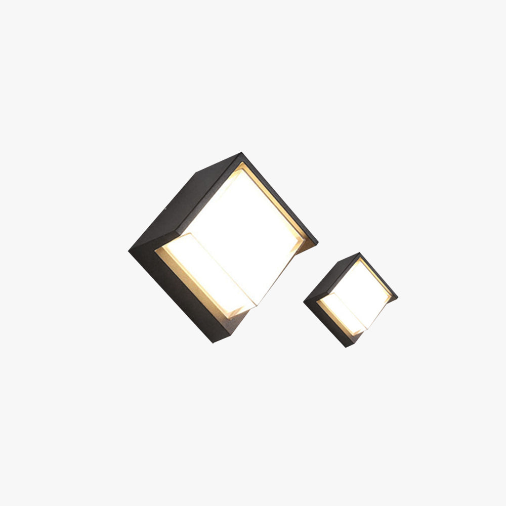 Ray Modern Square Metal Outdoor Wall Lamp Black White