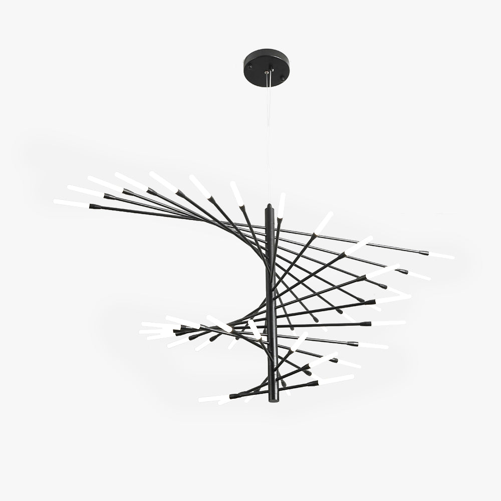 Arisha Modern Chandelier Rotating Fireworks, Black/Gold, Living Room/Art Gallery - Neutralighting
