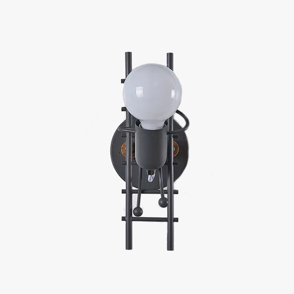 Arisha Industrial Man Metal/Wood Wall Light, Gray/White/Green - Neutralighting