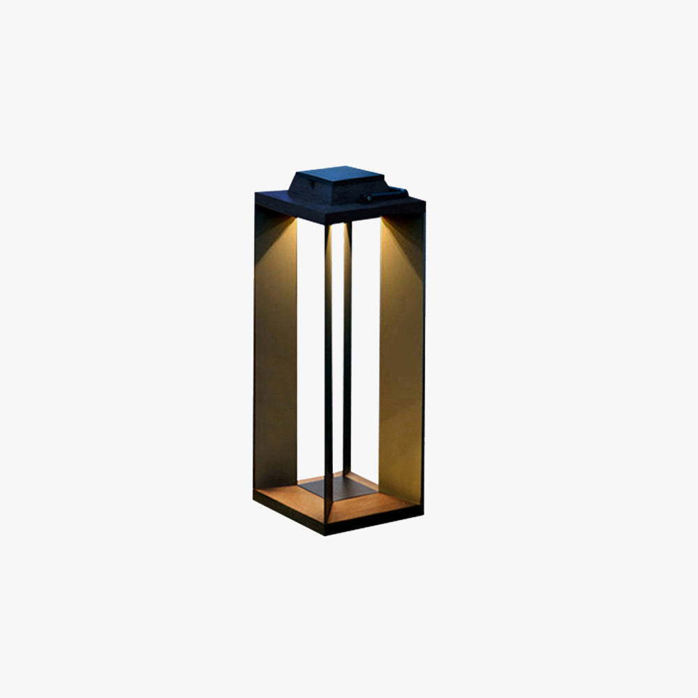 Ray Minimalist Cuboid Outdoor Floor Lamp, Hardwired, Black - Neutralighting