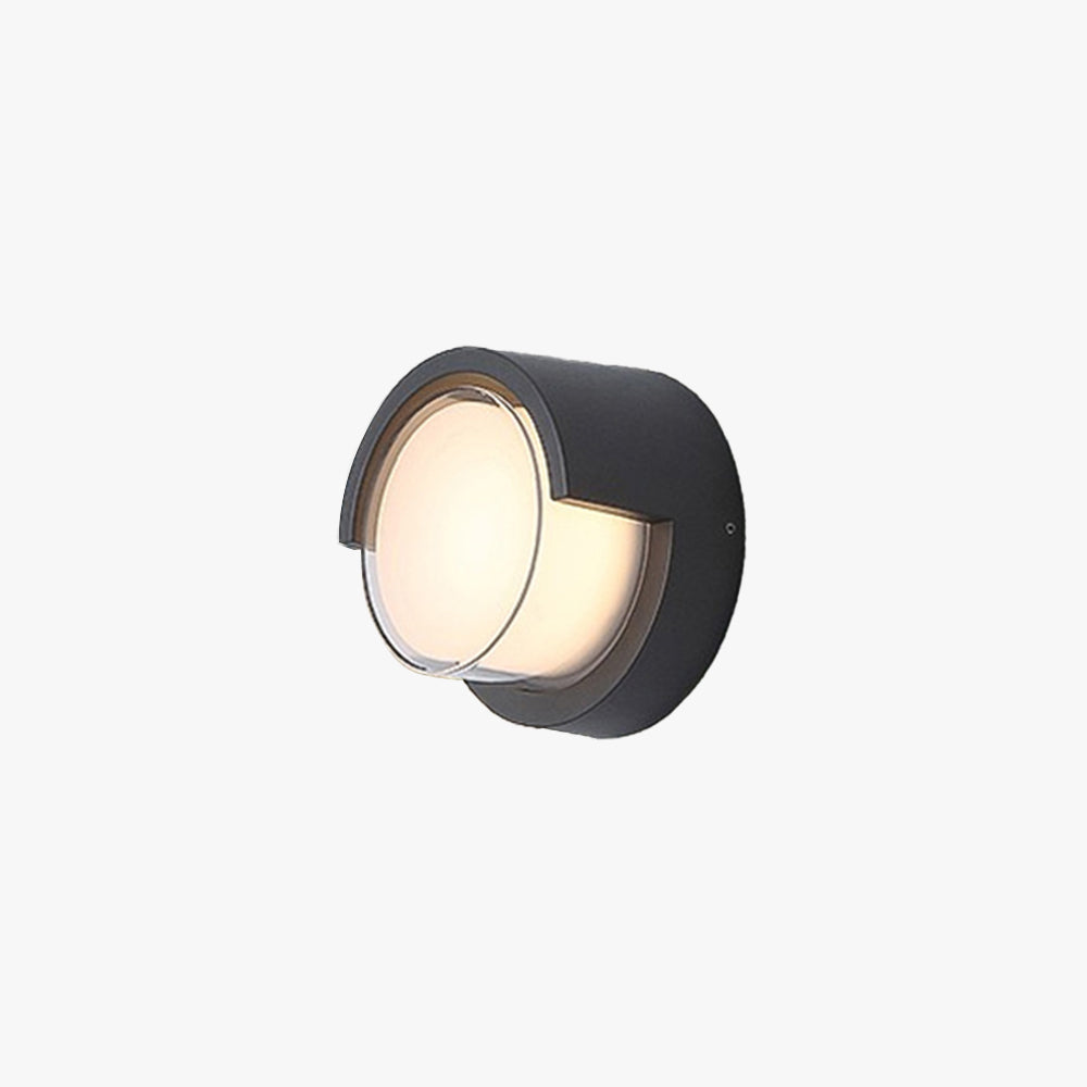 Ray Modern Round/Rectangular Metal/Acrylic Outdoor Wall Lamp, Black