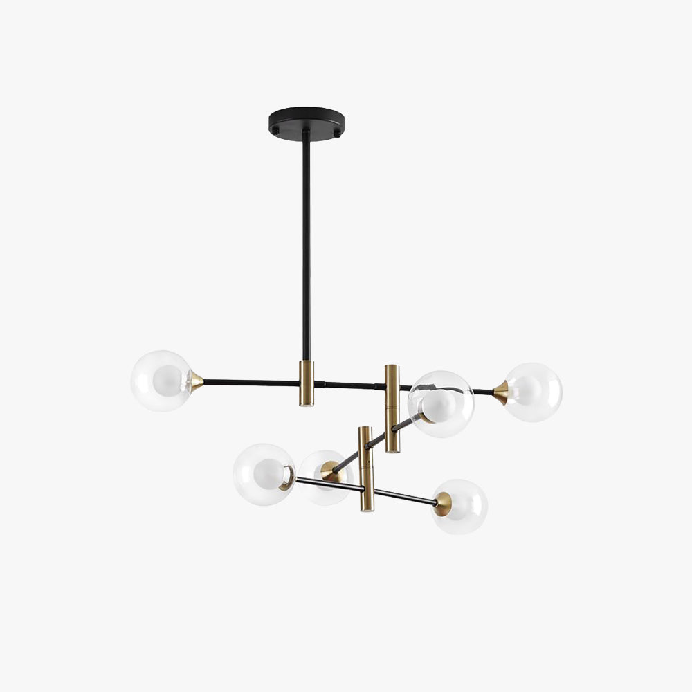 Valentina Nordic Spherical Bubble Metal/Glass Chandelier, Black/Gold - Neutralighting