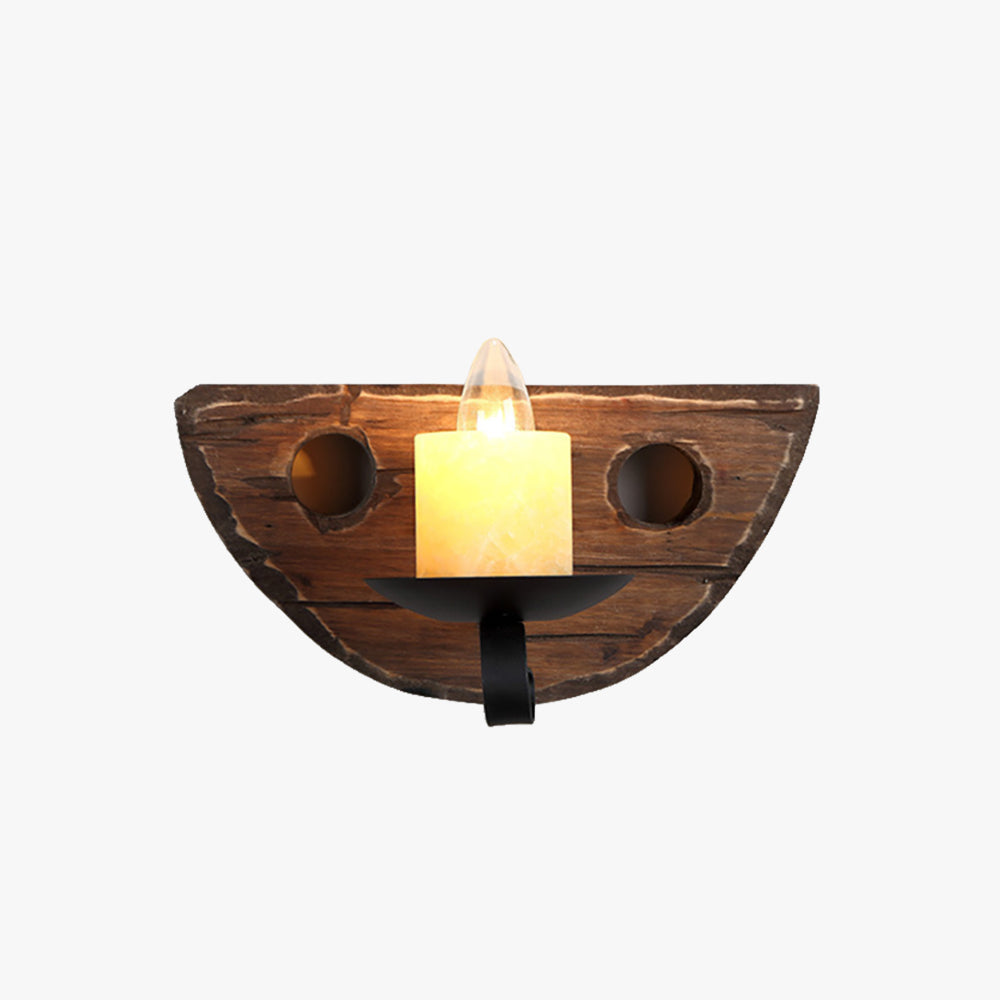 Epoch Vintage Candle Semicircle Wall Lamp, Wood/Metal, Bedroom - Neutralighting