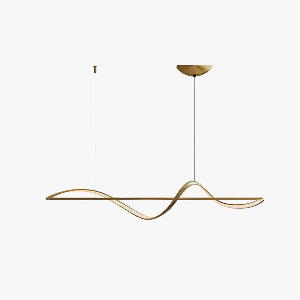 Zelin Pendant Light Wave Minimalist Designer, Metal, Brass/Black