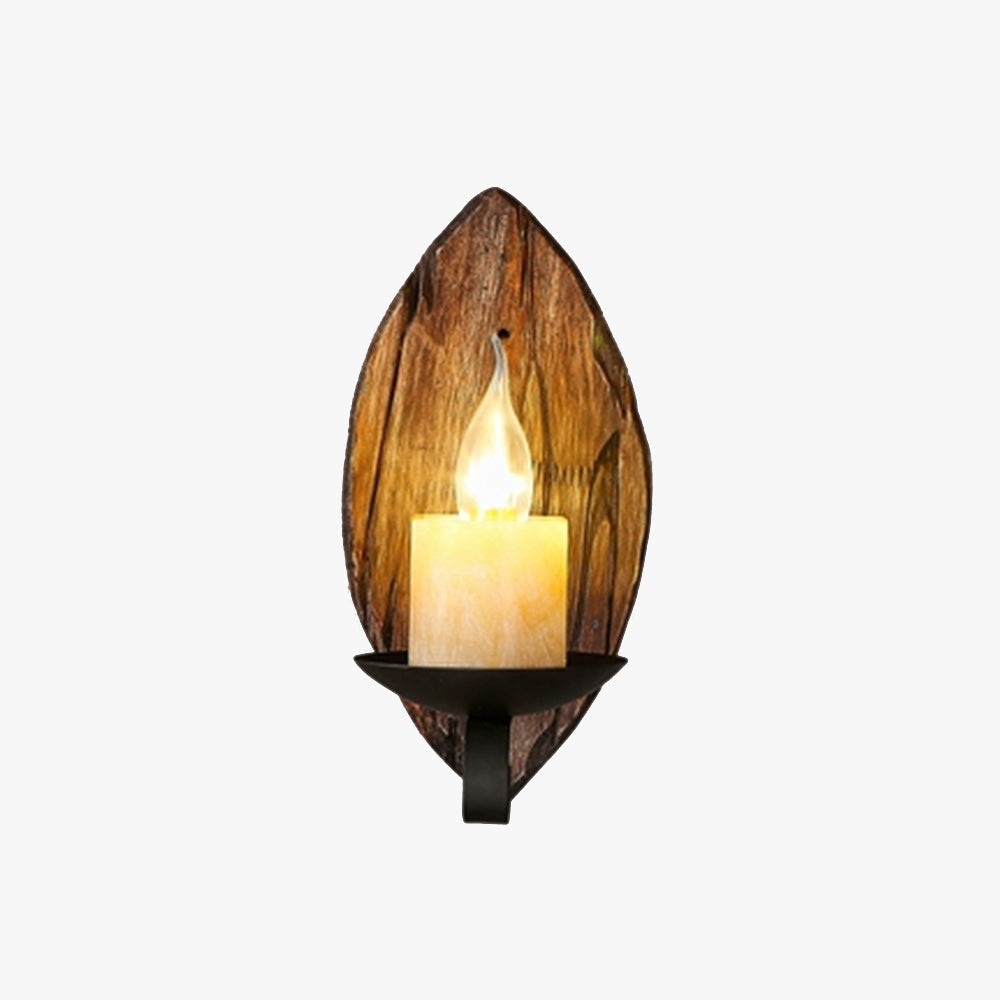 Epoch Vintage Leaf Shape Wood Metal Wall Lamp - Neutralighting