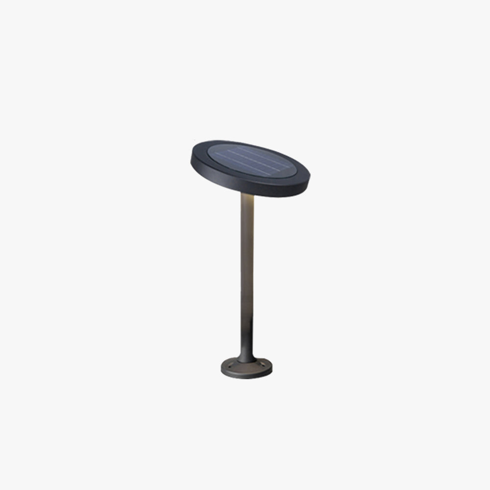Pena Modern Metal Disc Solar Outdoor Bollard Light, Black - Neutralighting