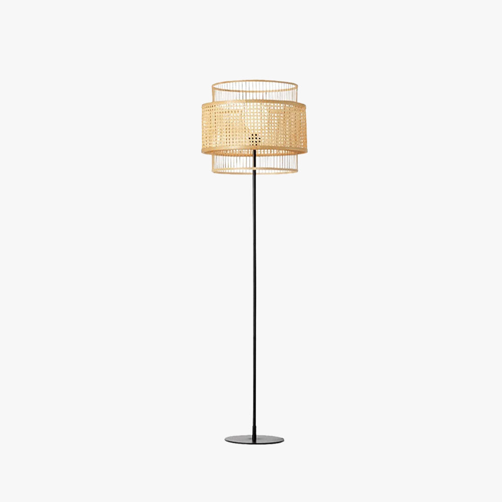 Ozawa Zen Rattan/Willow Weave Tri-Layer Floor Lamp, Wood - Neutralighting