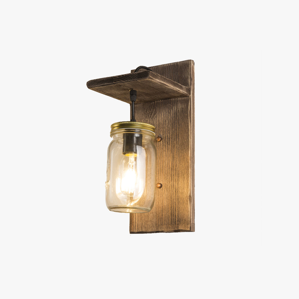 Epoch Vintage Jar Shape Wood Metal Wall Lamp - Neutralighting
