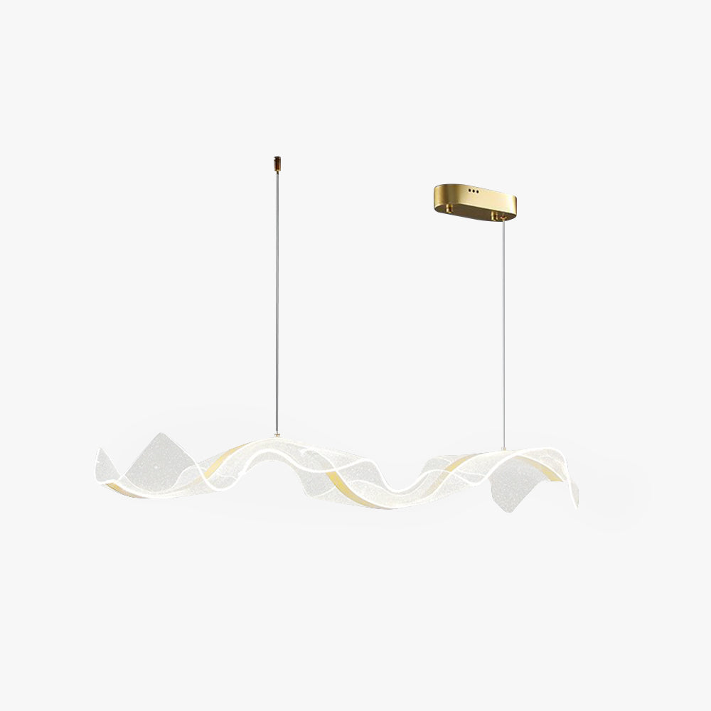 Kristy Pendant Light Designer Wave Acrylic, White/Gold, Dining Room - Neutralighting