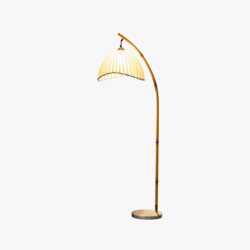 Muto Vintage Bamboo Shape Metal/Fabric Floor Lamp, White - Neutralighting