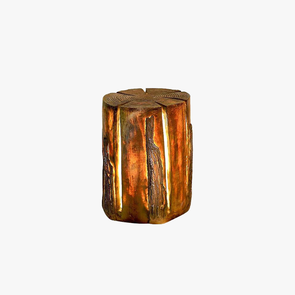 Ray Natural Column Wood Outdoor Floor Lamp Table