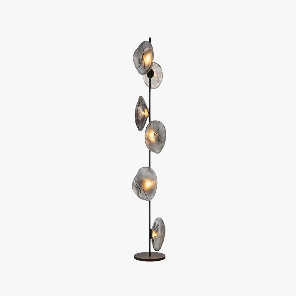 Byers Luxury Flower Metal/Glass Floor Lamp, Black/Gold/Grey - Neutralighting