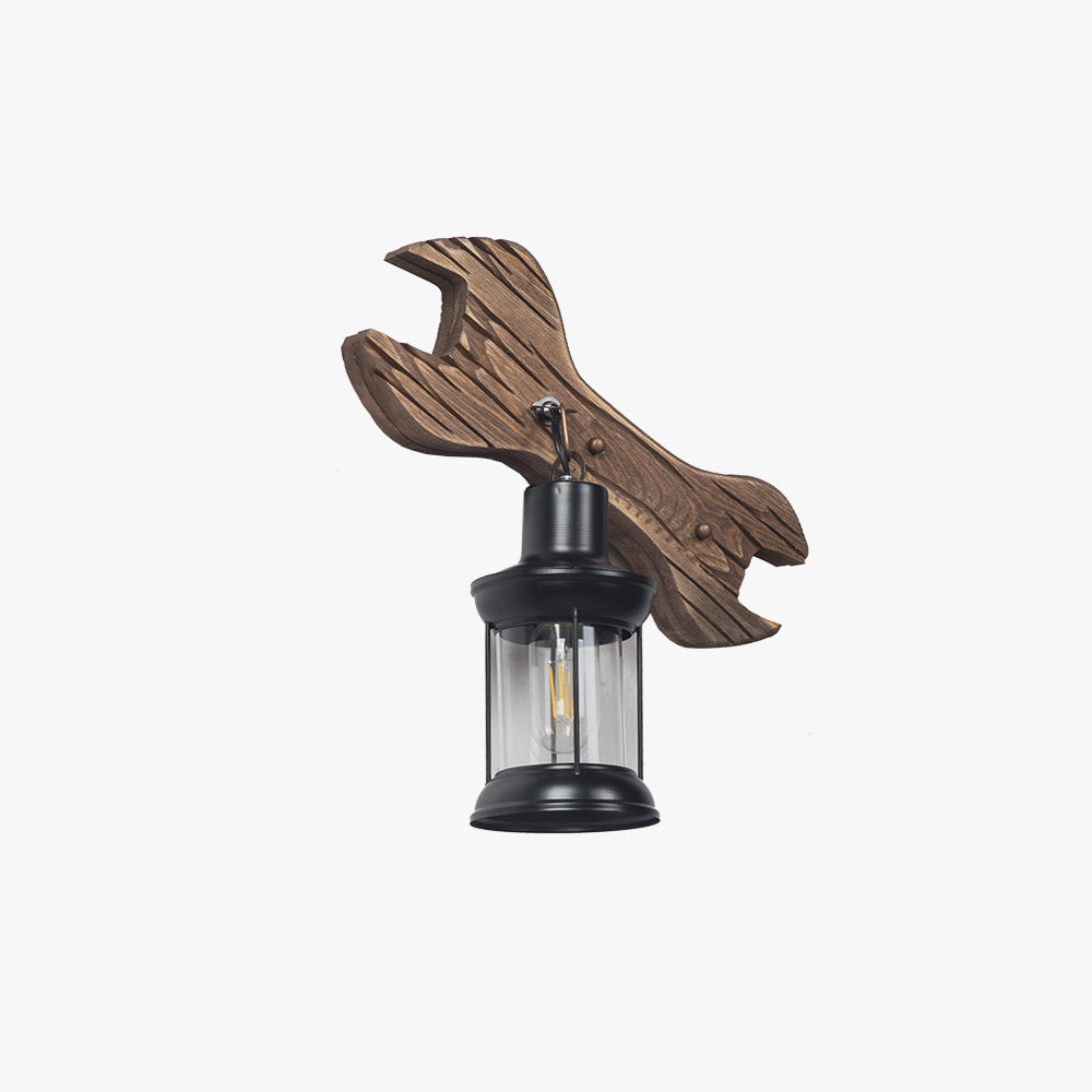 Epoch Lantern & Spanners Wall Lamp, Wood/Metal, Bedroom - Neutralighting