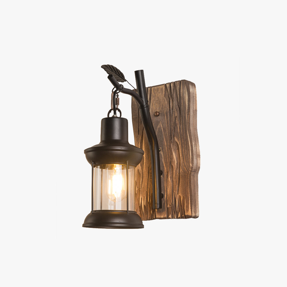 Epoch Vintage Branches Lantern Wall Lamp, Metal/Wood, Black, Dining Room - Neutralighting