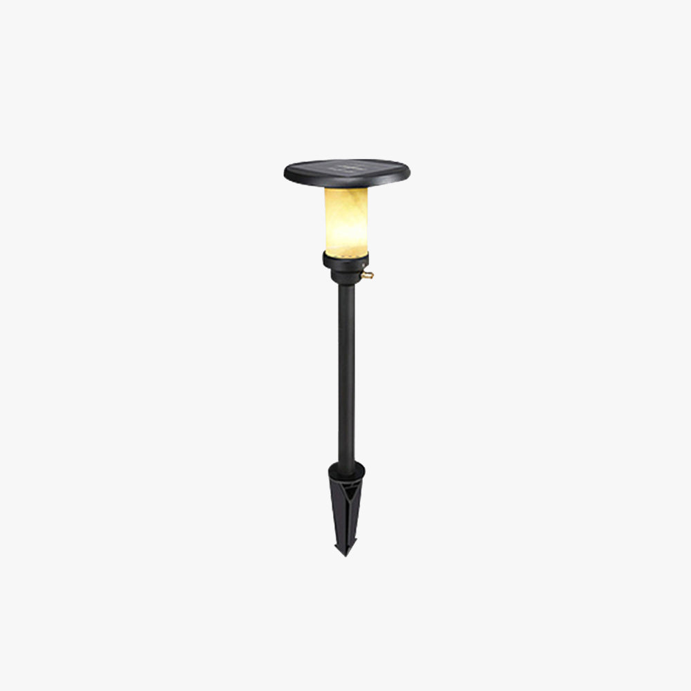 Ray Modern Metal/Marble Solor Outdoor Ground Light, Black