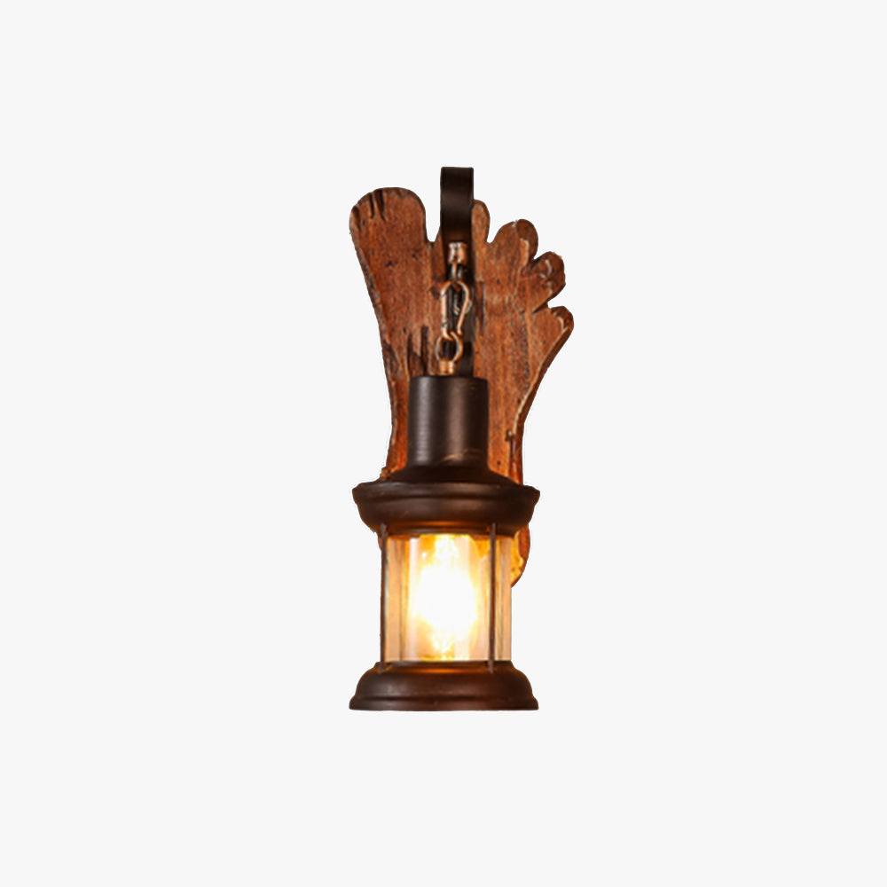Epoch Wall Lamp Foot Shape Vintage, Wood/Metal, Dining Room - Neutralighting