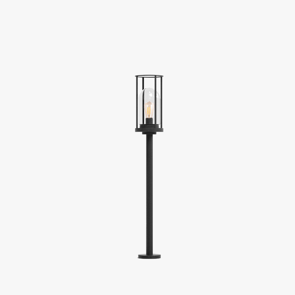 Ray Metal Cylindrical Lantern Shaped Solar Outdoor Path Light, Black - Neutralighting