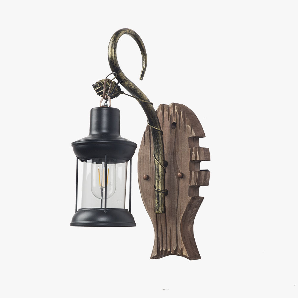 Epoch Wall Lamp Fish Shape Vintage, Wood/Metal, Bedroom - Neutralighting