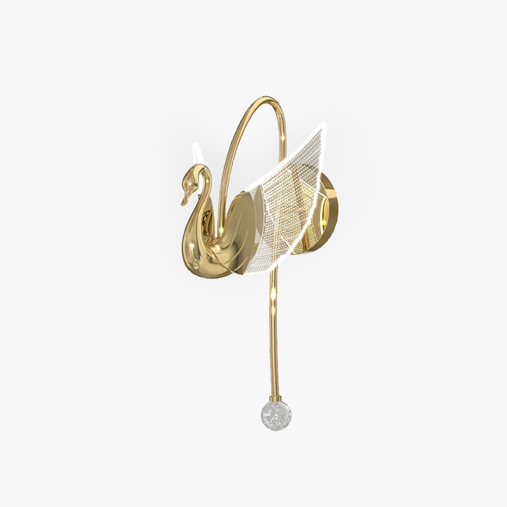 Arisha Art Deco Swan Acrylic/Metal Wall Lamp, Gold/Rose Gold - Neutralighting