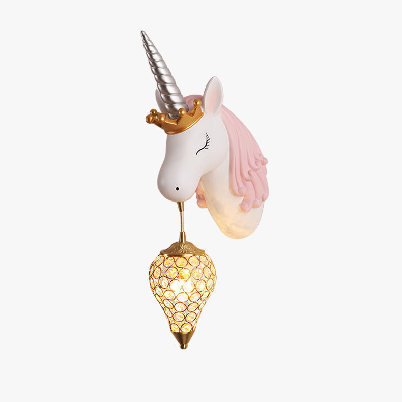 Arisha Modern Unicorn/Strawberry Art Wall Lamp, Pink/Blue - Neutralighting